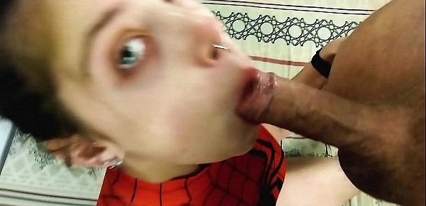  Kinky stepsister in a spiderman outfit gets creamed